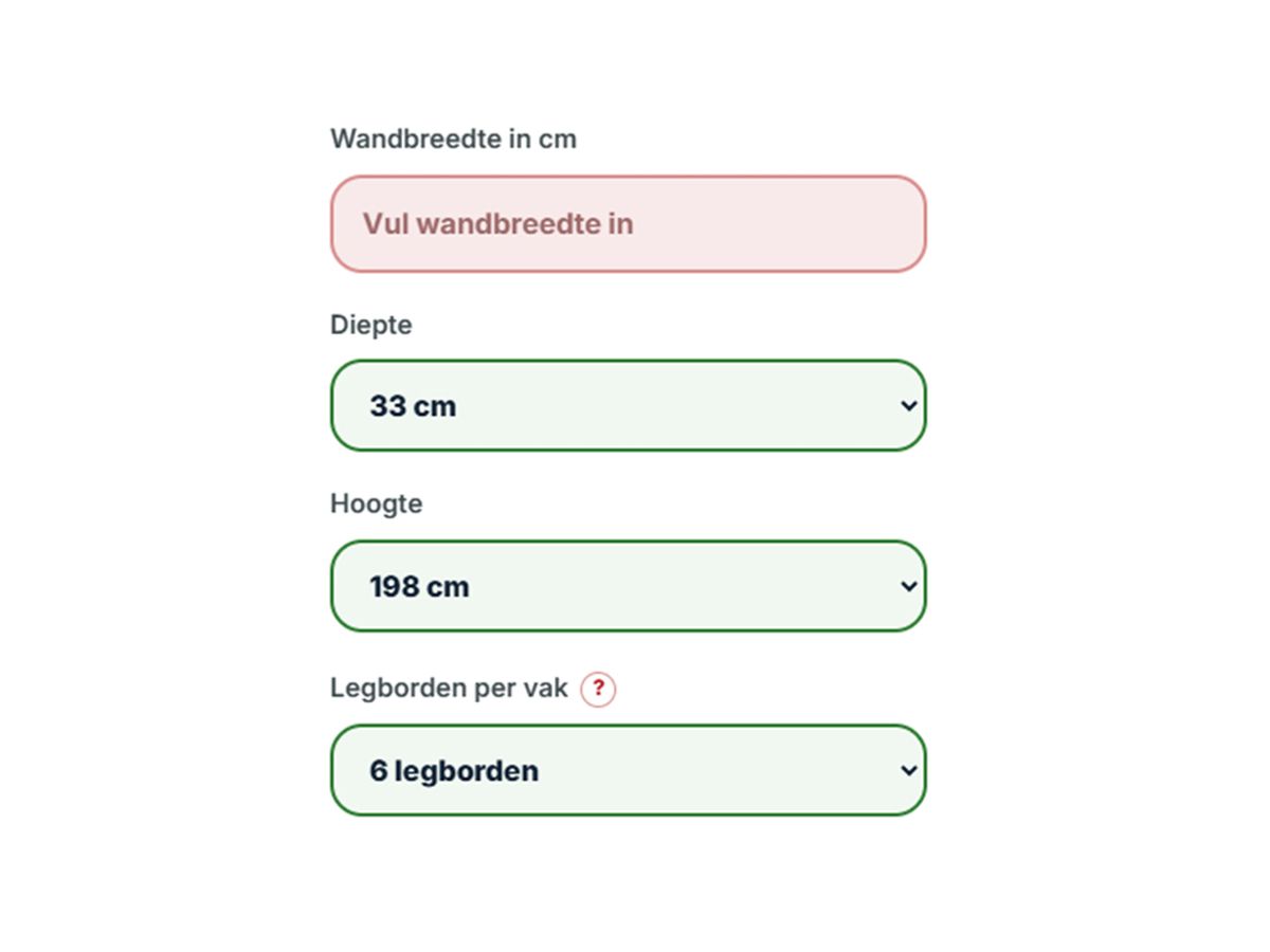 Online planner die een passende indeling voor een metalen boekenkast berekent